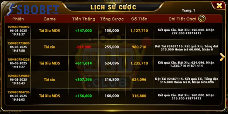 Gabong457 - Tân binh kiếm tiền triệu trong 1 tiếng 1 Lịch sử thắng cược tài khoản Gabong457 của mình trong 1 tiếng