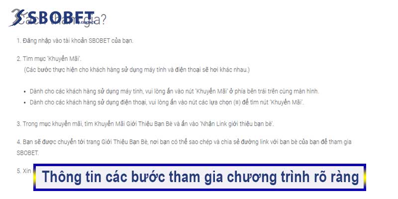 Chương trình giới thiệu bạn bè Sbobet – Nhận ngay 300K 3 Thông tin các bước tham gia chương trình rõ ràng